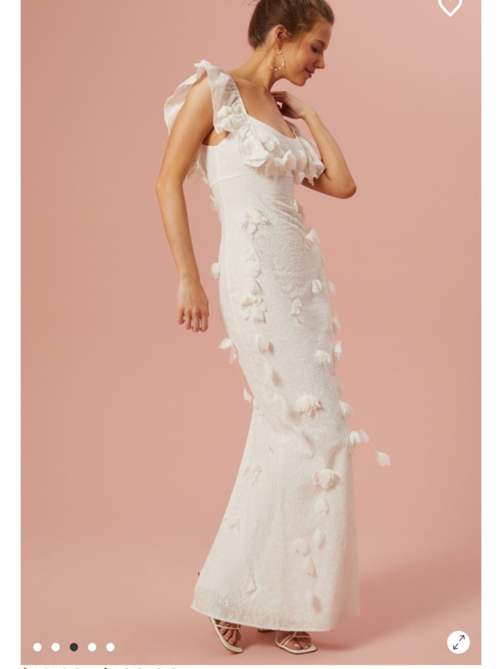 Altar'd State White Floral Appliqué Ruffled Sleeve Maxi Dress - Picture 3 of 8